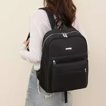 Нейлоновые женские рюкзаки на молнии большой вместимости базовый стиль строчка женственный бренд