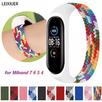 Нейлоновый эластичный ремешок для Xiaomi Mi Band 7/6/5, плетеный, мягкий, спортивный, дышащий, сменные ремешки для часов, аксессуары для mi band 4 3 XL (180mm-190mm)