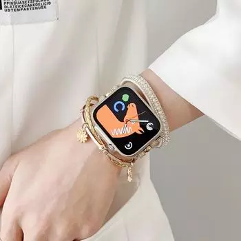 Нейлоновый браслет для Apple Watch Series Ultra 8, 7, 49 мм, 44 мм, 45 мм, ремешок из нержавеющей стали для Iwatch SE 6, 5, 4, 3, 2, 1, 42 мм, 41 мм, 40 мм, 38 мм, жемчужный браслет For 38mm/40mm/41mm чёрный