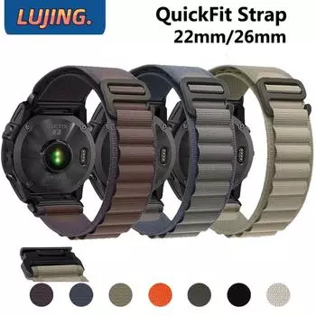 Нейлоновый быстросъемный ремешок 22 мм 26 мм для Garmin Fenix 7X 7 Pro Fenix 6X 6 5X 5Plus Tactix 7 Forerunner 965 955 Enduro 2 Loop Band 22mm синий