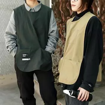 Нейлоновый фартук, водонепроницаемый грязеотталкивающий повседневный жилет, однотонный жилет без рукавов, рабочая одежда с светло-коричневого