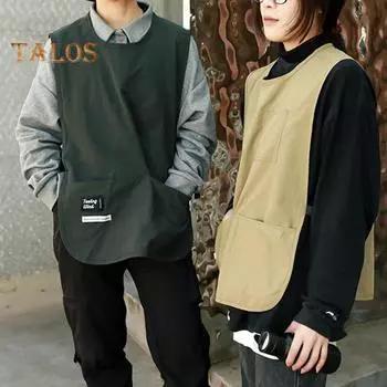 Нейлоновый фартук, водонепроницаемый, устойчивый к пятнам, повседневный жилет, однотонный жилет без рукавов, рабочая одежда с карманами для кухни, рукоделие, живопись темно-зеленого