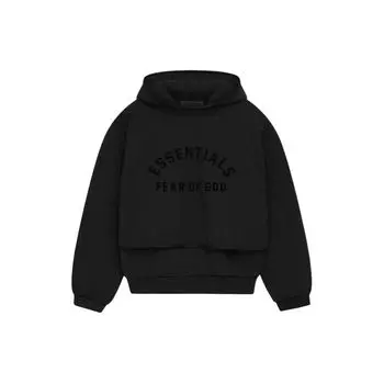 Нейлоновый флисовый свитер с капюшоном Fear of God Essentials Черный/угольно-черный мужские топы 202SP244324F XXS
