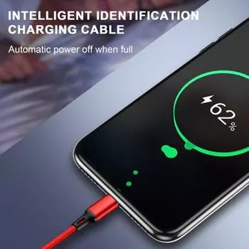 Нейлоновый кабель для быстрой зарядки 3 в 1, прочный, в оплетке, не спутывается, Type-C/Micro USB/8-контактный, надежная передача данных между несколькими устройствами красный