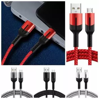 Нейлоновый кабель для быстрой зарядки типа C USB Type C USB TYPE-C Data Line USB C Braided Data Wire Android red-micro usb