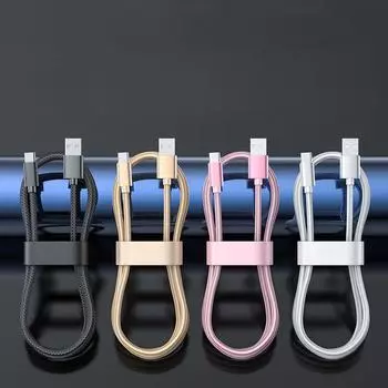 Нейлоновый кабель для передачи данных, подходящий для Apple, Android, Micro, Huawei, Type C, быстрой зарядки, iPhone и кабеля для зарядки мобильного телефона. 2 m Type-C (naked) белый