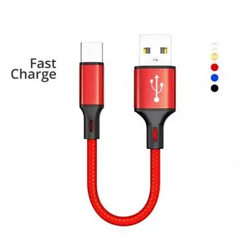 Нейлоновый кабель для зарядного устройства типа C для Samsung A5 S8 S9 Plus Huawei P20 P30 Xiaomi - кабели для быстрой зарядки Power Bank 0.25m for Android чёрный