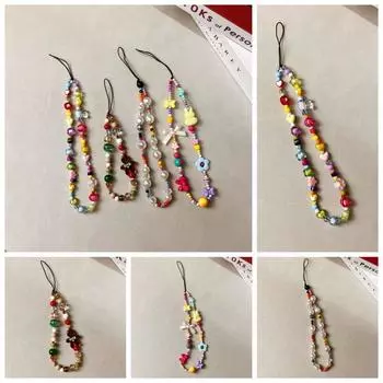 Нейлоновый кулон для телефона в виде пряничного человечка, рождественский ремешок для телефона с бисером в виде пряничного человечка для женщин и девушек 03