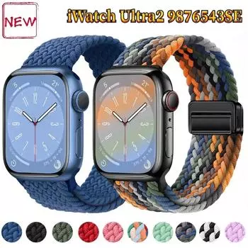 Нейлоновый магнитный регулируемый ремешок для Apple Watch Strap Ultra2 49/45/44/41/40/38 мм Сменные ремешки для умных часов Apple Watch Band 9 8 7 6 5 4 SE 38mm 40mm 41mm