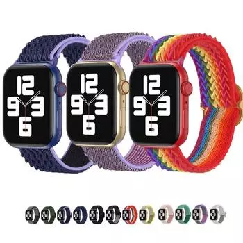 Нейлоновый материал, можно отрегулировать ремешок для Apple Watch Band 49 мм 45 мм 44 мм 41 мм 40 мм 42 мм 38 мм браслет Iwatch S10 9 7 8 4 5 6 SE 38/40/41mm