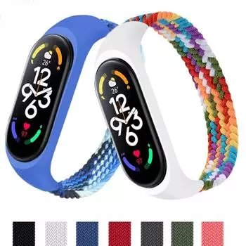 Нейлоновый плетеный ремешок для Xiaomi Mi Band 7 6 5 ремешок для часов браслет сменный ремешок для часов Mi Band 5 6 7 1