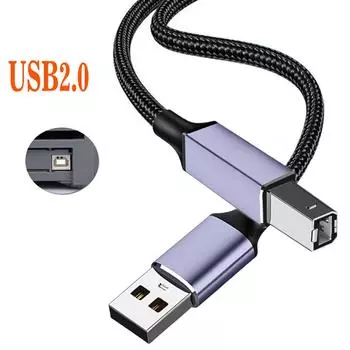 Нейлоновый плетеный шнур USB 2.0 - USB B для принтера с высокой скоростью передачи данных для ПК, ноутбука, принтера, сканера, контроллера 100CM