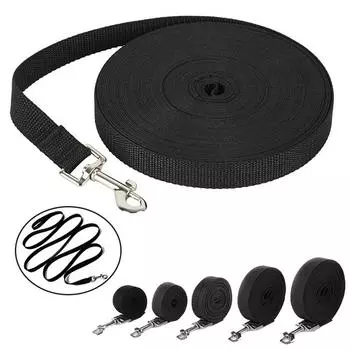 Нейлоновый поводок для дрессировки домашних собак, уличная тяговая веревка для щенков для маленьких и больших собак, ошейник, поводок, аксессуары для чихуахуа 3 м, 15 м, 30 м 1.5 m x 2.0 cm чёрный