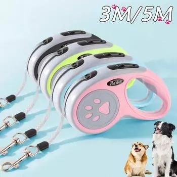 Нейлоновый поводок для собак 3-5 м, автоматический выдвижной прочный поводок для кошек, удлиняющий поводок для щенка, прогулка, бег, тяга, рулетка для маленьких собак 3M чёрный