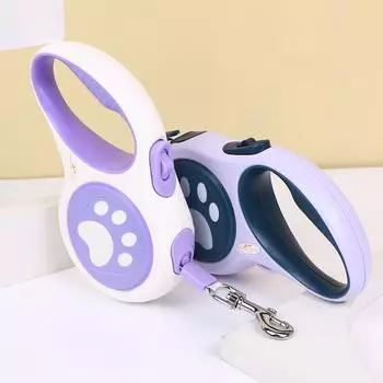 Нейлоновый поводок для собак 5 м, автоматический выдвижной прочный поводок для кошек, удлиняющий поводок для щенка, прогулка, бег, тяга, рулетка для маленьких собак фиолетовый