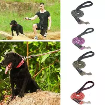 Нейлоновый поводок для собак, регулируемый поводок для выгула собак, портативный светоотражающий поводок для щенков серый