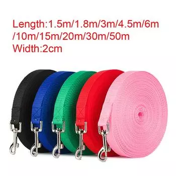 Нейлоновый поводок для собаки Ремешок для поводка для собак Товары для домашних животных Прогулочная шлейка Ведущая веревка для маленьких, средних и больших собак Походная тяговая веревка для щенков для тренировок 1.5m*2cm чёрный