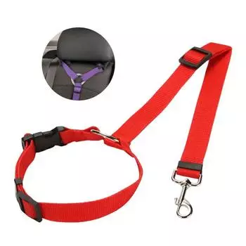 Нейлоновый ремень безопасности для собак, однотонный, два в одном, ремень безопасности для домашних животных, поводок, регулируемая шлейка для собак, ошейник, товары, аксессуары для домашних животных чёрный