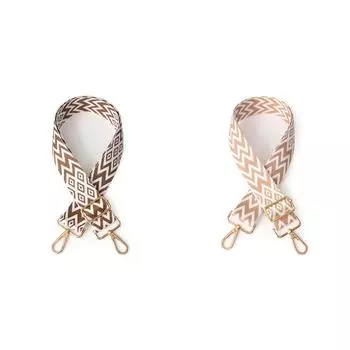 Нейлоновый ремень через плечо, мягкий женский широкий ремень для сумки-цепочки, ремень для сумки (Коричневый+Белый)