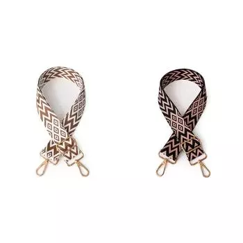 Нейлоновый ремень через плечо, мягкий женский широкий ремень для сумки-цепочки, ремень для сумки (Коричневый+Белый)