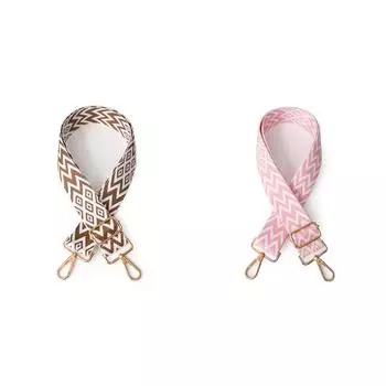 Нейлоновый ремень через плечо, мягкий женский широкий ремень для сумки-цепочки, ремень для сумки (Коричневый+Белый)