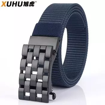 Нейлоновый ремень, мужской ремень с автоматической пряжкой, деловой повседневный ремень для молодежи и среднего возраста, простой универсальный модный джинсовый ремень в корейском стиле 120cm красный