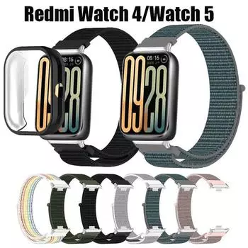 Нейлоновый ремешок + чехол из ТПУ для умных часов Redmi Watch 4, спортивный ремешок для часов, чехол для часов Redmi Watch5 Redmi Watch 4/Watch 5 морская ракушка/серебряный