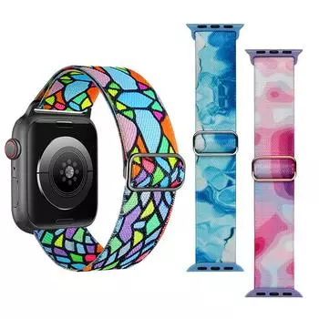 Нейлоновый ремешок для Apple, ремешок для часов 49 мм, 45 мм, 44 мм, регулируемый эластичный браслет для резинки для волос iWatch 2, 3, 4, 5, 6, 7 se 38/40/41mm