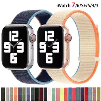 Нейлоновый ремешок для Apple Watch Band 8 7 SE 6 5 4 Ultra 49 мм 40 мм 44 мм 45 мм 41 мм аксессуар браслет для iWatch серии 3 2 38 мм 42 мм 38mm 40mm 41mm озеро синий