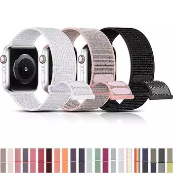 Нейлоновый ремешок для Apple Watch Band Ultra 2, 9, 8, 7 SE, 6, 5, 4, 3, 38 мм, 42 мм, 40 мм, 44 мм, аксессуары для умных часов, браслет iWatch series, 45 мм, 41 мм