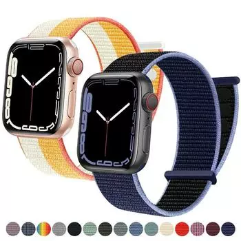 Нейлоновый ремешок для Apple Watch, ремешок 49 мм, 45 мм, 41 мм, 44 мм, 40 мм, 42 мм, 38 мм, регулируемый эластичный браслет iWatch Ultra Series 3 4 5 SE 6 7 8 9 Ultra 2