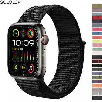 Нейлоновый ремешок для Apple Watch Series 10(новый) 9 8 7 SE 6 5 4 3 Мягкий дышащий спортивный ремень для замены аксессуаров для iWatch Band 42mm 44mm 45mm 49mm