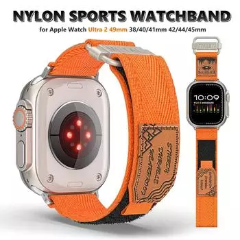 Нейлоновый ремешок для Apple Watch Ultra 2, 49 мм, 45 мм, 42 мм, 44 мм, 40 мм, 41 мм, браслет-петля Correa для iWatch Series 9 ultra 8 7 se 6 5 4 3 2 1 Band 38mm 40mm 41mm зелёный