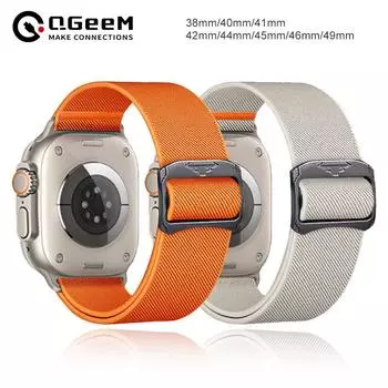 Нейлоновый ремешок для Apple Watch Ultra 2 Band 49 мм 9 8 7 45 мм 41 мм 44 мм 40 мм 42 мм Плетеный эластичный браслет для IWatch Series 6 SE 5 4 38/40/41mm чёрный