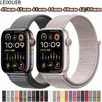 Нейлоновый ремешок для Apple Watch Ultra 2/Ultra 49 мм Мягкий дышащий спортивный ремешок для iWatch Series 10 9 8 7 4 3 5 SE 6 Bands 46 мм 45 мм 41 мм 44 мм 42mm 41mm 40mm 38mm for apple watch