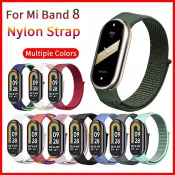 Нейлоновый ремешок для браслета Xiaomi Mi Band 8, мягкий ремешок для часов Pulse Correa, браслет Mi Band, спортивная петля, аксессуары Mi Band8 серый