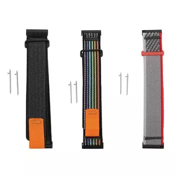 Нейлоновый ремешок для часов из 2 частей, эластичный, 24 мм, сменный ремешок на запястье, регулируемый ремешок для часов HR Baro Black Rainbow