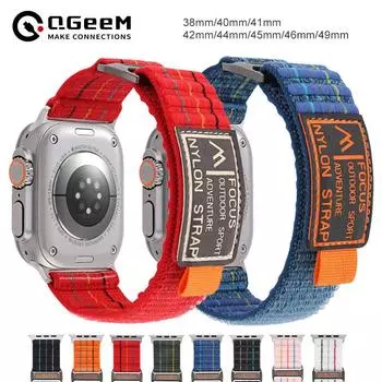 нейлоновый ремешок для ремешка iwatch 49мм 44мм 40мм 45мм 41мм 42мм 38мм 40 44 45 мм браслет iWatch Ultra series 7 6 5 3 se 8 38/40/41mm розовый