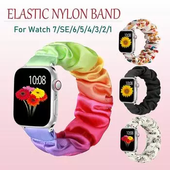Нейлоновый ремешок для резинки для волос для Apple Watch Series 7 SE 6, ремешок 41 мм, 45 мм, 40 мм, 44 мм, 42 мм, 38 мм, эластичный женский браслет, ремешок для часов Solo Loop, ремешок для часов IWatch 5, 4, 3, 2 38mm 40mm 41mm-S119mm-160mm