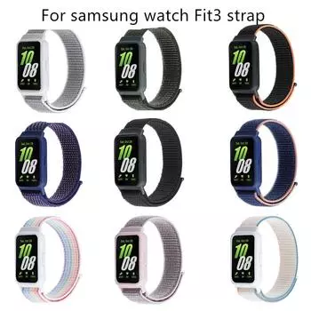 Нейлоновый ремешок для Samsung Galaxy Fit 3 Тканый дышащий сменный ремешок для умных часов Samsung Galaxy Fit 3 Ремень-браслет For Samsung Fit3 темно-синий