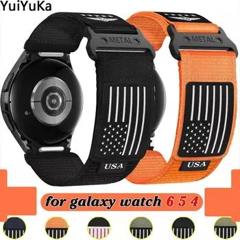 Нейлоновый ремешок для Samsung Galaxy Watch 6 Classic 47 мм 43 мм5 Pro 45 мм 6 5 4 44 мм 40 мм4 Classic 46 мм 42 ммКрепление одним щелчком, без зазора, тканевый спортивный ремешок S for galaxy watch 6 5 4(165-190mm