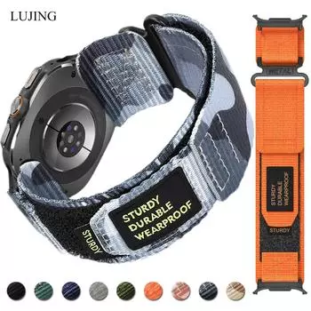 Нейлоновый ремешок для Samsung Galaxy Watch 7 Ultra 47 мм, спортивный браслет, камуфляжный ремешок для часов Samsung Galaxy Ultra, аксессуары Watch 7 Ultra 47mm чёрный