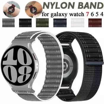 Нейлоновый ремешок для Samsung Galaxy Watch 7 FE 6 5 4 44 мм 40 мм спортивный браслет-браслет для Galaxy Watch 6 Classic 47 мм 43 мм/4 Classic 42 мм 46 мм Bluetooth 45 мм Galaxy Watch 7 серый