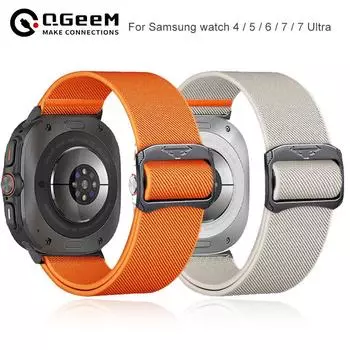 Нейлоновый ремешок для Samsung Watch 7 Ultra 2 Band 4 5 6 7 Плетеный эластичный браслет для Samsung watch 4 5 6 7 Samsung watch 4/5/6/7 чёрный
