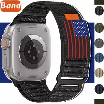 Нейлоновый ремешок для умных часов Ultra 2 10 46 мм 9 8 7 49 мм 45 мм 41 мм 44 мм 40 мм 42 мм 38 мм для умных часов серии 6 SE 5 4 спортивные мужские ремешки S10 42-38 40 41mm чёрный