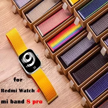 Нейлоновый ремешок для Xiaomi Redmi Watch 4, оригинальный спортивный дышащий ремешок, браслет, сменные аксессуары для Mi Band 8 Pro for Redmi Watch 4 чёрный