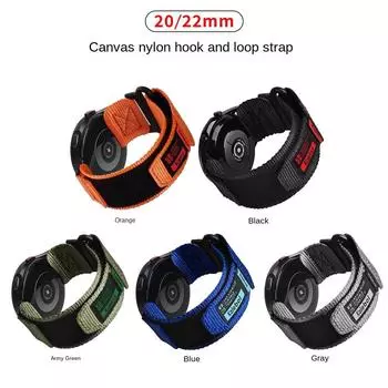 Нейлоновый ремешок из холста 20 мм 22 мм для Samsung Galaxy Watch 4 5 6 Pro, ремешок для умных часов Huawei Amazfit GTS/4/2/2S/, аксессуары для металлического ремешка с металлической петлей для занятий спортом на открытом воздухе 22mm синий