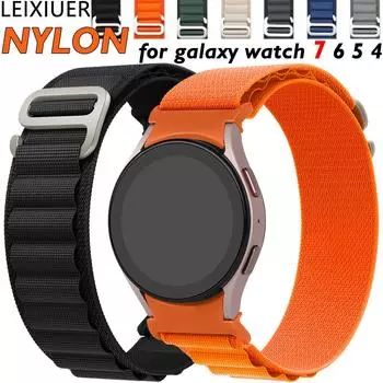 Нейлоновый ремешок No Gaps для Samsung Galaxy Watch 7 6 5 4 FE 44 мм 40 мм спортивный ремешок для Galaxy Watch 6 Classic 47 мм 43 мм4 Classic 42 мм 46 мм5 Pro Bluetooth 45 for Galaxy Watch 7 6 5 4 чёрный