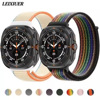 Нейлоновый ремешок One Click для Samsung Galaxy Watch Ultra 47 мм, регулируемый браслет без зазоров, спортивный ремешок Galaxy watch 7 Ultra Band 47 мм для женщин и мужчин Galaxy watch Ultra чёрный