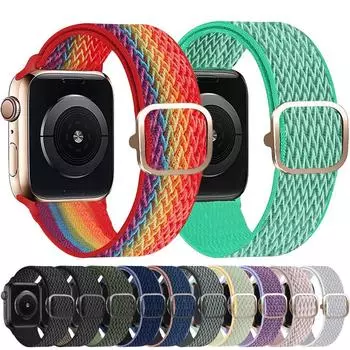 Нейлоновый ремешок-петля для Apple Watch Band 49 мм, 45 мм, 41 мм, 44 мм, 42 мм, 40 мм, 38 мм, регулируемый браслет для iWatch Series Ultra 87654SE, ремень for 38mm 40mm 41mm белый